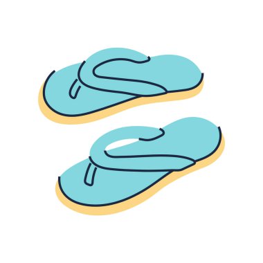 Bir çift parmak arası terliğin basit bir çizimi. Yaz ve tatil tasarımları için mükemmel..