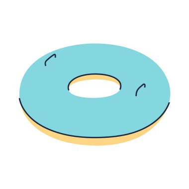 Şişirilebilir bir yüzme yüzüğünün basit bir çizimi. Yaz ve tatil tasarımları için mükemmel..