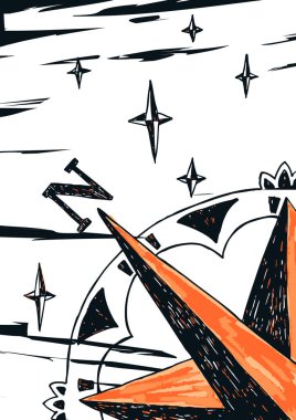 Graffiti tarzı pusula yıldızlı gül, posterler, kentsel sanat tasarımları veya arka planlar için ideal.