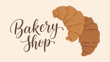 Pastane afişi ve kruvasan. Marka ve promosyonlar için mükemmel..