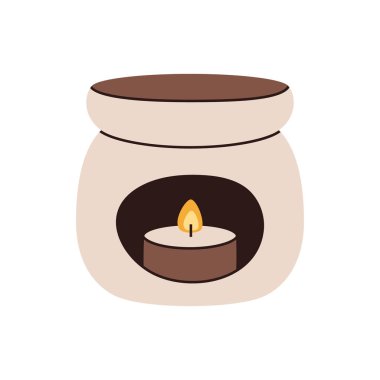 Sağlık blogları, spa merkezleri ve rahat dekorasyon için Aroma yağı ısıtıcısı çizimi.