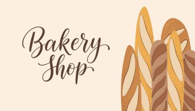 Ekmek ve baget satan bir pastane afişi. Marka ve promosyonlar için mükemmel..