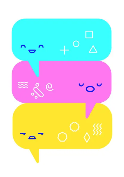 Yüz ifadeleri ile konuşma baloncuğu konuşmasının vektör illüstrasyonu