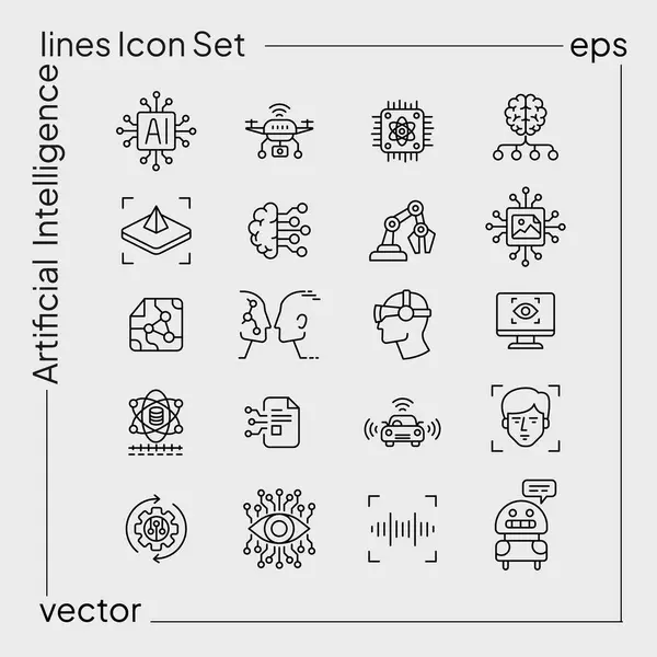 Yapay zeka 20 satır simge vektörü ayarlandı