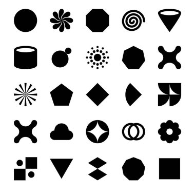Geometrik şekiller kümesi, modern, minimalist figürler ve soyut elementler - 03