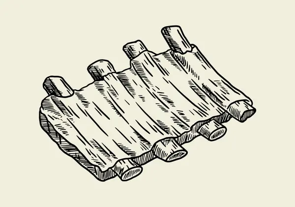 Kaburga kızartmasının el çizimi çizimi çizimi şekli