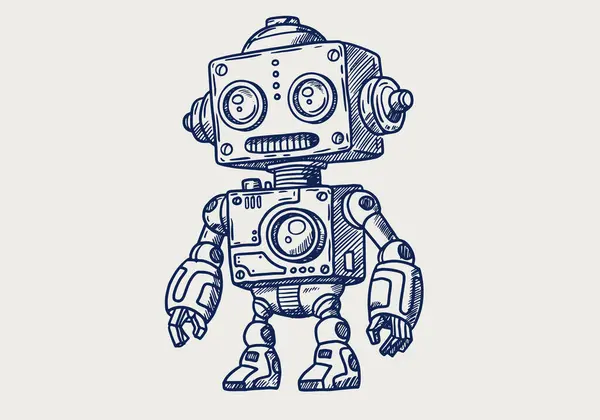 Şirin robot ai el çizimi vektör çizimi