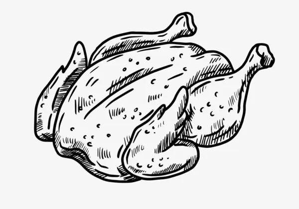 Elle çizilmiş kızarmış tavuk çizimi