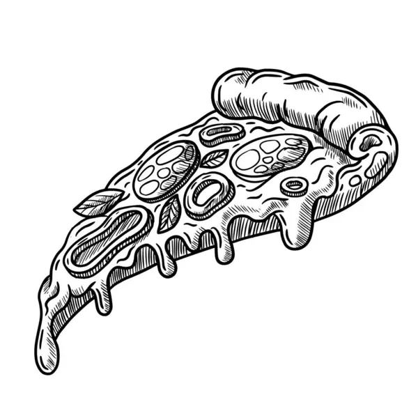 Peynirli ve pepperonili bir dilim pizzanın temsili çizimi.