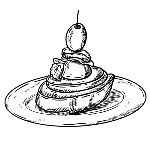 Tapa 'nın vektör eli, tipik İspanyol lokantası yemekleriyle çizilmiş.