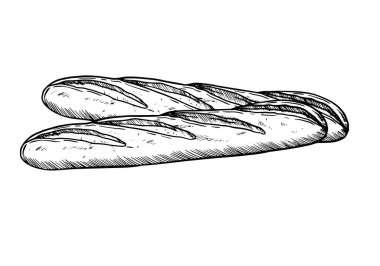 Bir somun ekmeğin elle çizilmiş vektör çizimi