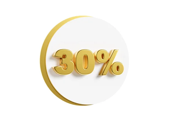 Golden Percent Discount Sign Isolated White Background Sale Special Offer — Stock Photo, Image