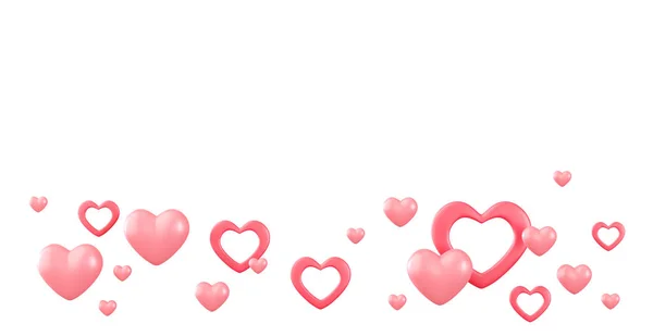 Розовые Сердца Изолированы Белом Фоне День Святого Валентина Свадьба Годовщина — стоковое фото