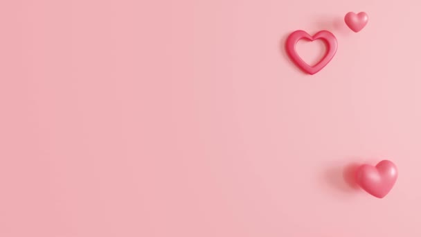Rosa Animierten Hintergrund Mit Herzen Und Kopierraum Valentinstag Muttertag Hochzeitstag — Stockvideo