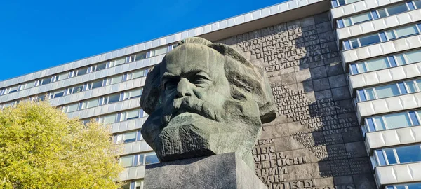 Chemnitz Alemanha 2022 Monumento Karl Marx Estátua Filósofo Alemão Karl — Fotografia de Stock