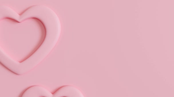 粉色动画背景与心脏和复制空间 情人节 母亲节 婚礼背景 空出广告文字 邀请函 标识的空间 时尚的设计 爱情的象征3D动画 — 图库视频影像