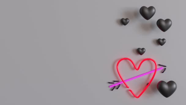 Fundo Animado Com Corações Espaço Cópia Dia Dos Namorados Pano — Vídeo de Stock