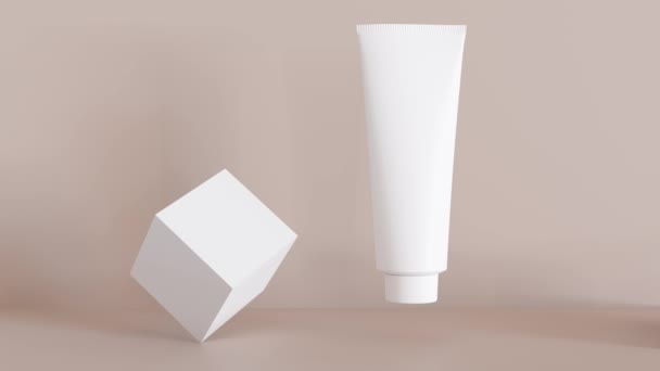 Grafica Movimento Con Bianco Bianco Tubo Crema Cosmetica Senza Marchio — Video Stock