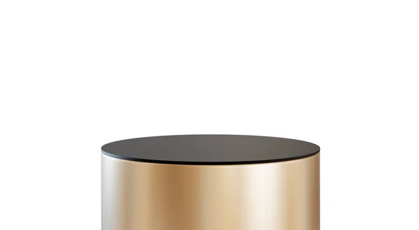 Gyllene Podium Isolerad Vit Bakgrund Elegant Scen För Produkt Kosmetisk — Stockfoto