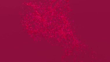 Viva Magenta - 2023 yılının rengi. Moda renk örneği. Güzel, soyut, eflatun bir animasyon. Moda, tarz. Soyut sim parçacıkları. Akış etkisi. 3 boyutlu görüntüleme. Hareket grafiği