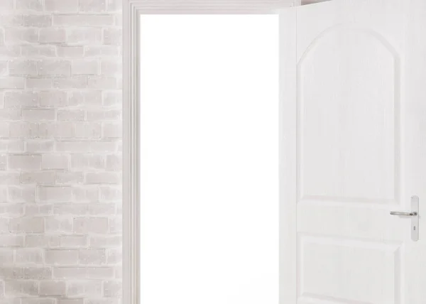 Відкриті Двері Порожній Білій Кімнаті Копіювати Простір Шаблон Інтеграції Вашого — стокове фото
