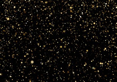 Düşen altın simli konfeti siyah arka planda izole edilmiş. Parlak parçacıklar. Parti, mutlu Noeller, mutlu yıllar, doğum günü süslemesi. Kutlama geçmişi. Yumuşak odaklanma. 3B görüntüleme