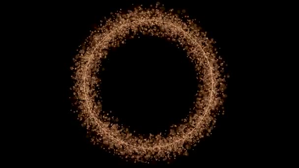 Golden Circle Glitter Shiny Particles Black Background Frame Copy Space — Video Stock
