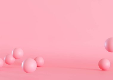 Empty scene with spheres. Beige background. Template for product, cosmetic presentation. Mock up. Backdrop with empty, copy space. Display, showcase. 3D rendering