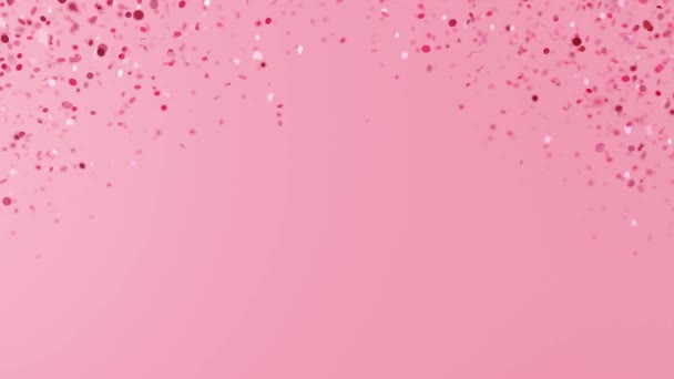 Падаючий Рожевий Блиск Конфетті Рожевому Фоні Блискучі Частинки Вечірка Святкування — стокове відео