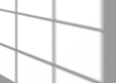 Pencere gölgesi, örtüşme etkisi. Beyaz arka planda gerçekçi gri bir gölge. Ürün sunumu, fotoğraflar, arka plan için uygulanabilir. Güneş ışığı, ışınlar. 3 Boyutlu Hazırlama