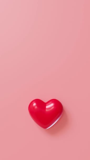 Corazón Animado Rojo Sobre Fondo Rosa Con Espacio Para Copiar — Vídeos de Stock