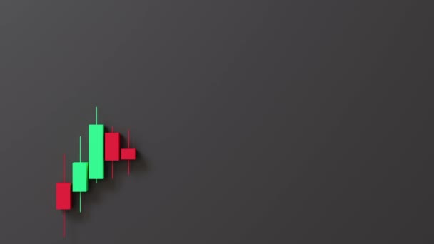 黑色背景和复制空间的交易图 用日本木棍把股票交易数据印在图表上 资产价值上下波动的财务图表 卖在股票市场上 商人的工作 — 图库视频影像