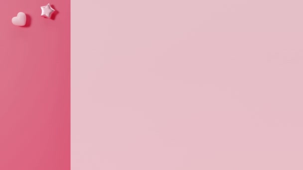 ハート コピースペースでピンクの背景 その少女は テキスト用の空きスペースで背景をアニメーション化しました ベビーシャワーや誕生日の招待 パーティー ベビーガールの誕生発表 3Dについて — ストック動画