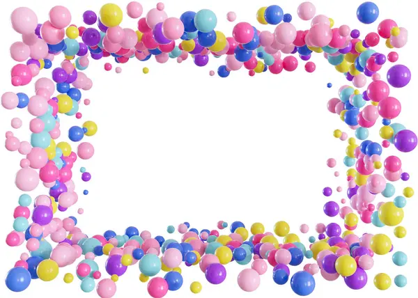 Colorful Balloons Isolated White Background Multicolor Vibrant Foreground Frame Border — Stock Photo, Image