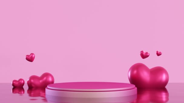 Vaaleanpunainen Elinvoimainen Korokkeella Animoituja Sydämiä Vedessä Neonvalo Ystävänpäivä Äitienpäivä Naistenpäivä — kuvapankkivideo