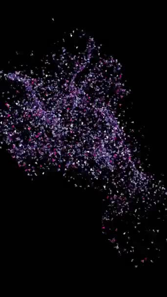 Dynamische Explosie Van Kleurrijke Glinsterende Deeltjes Tegen Donkere Achtergrond Perfect — Stockvideo