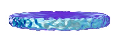 Beyaz zemin üzerinde izole edilmiş holografik metalik podyum. Renk farkı. Ürün ve kozmetik sunumu için son moda yanardöner sahne. Modern model. Pedestal, güzellik ürünleri platformu. Sahne. Üç Boyut