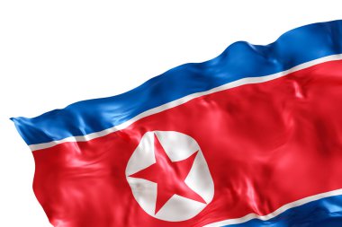 Beyaz arka planda izole edilmiş katları olan Kuzey Kore 'nin gerçekçi bayrağı. Dipnot, köşe tasarım elemanı. Kes şunu. Vatansever temalar ya da ulusal organizasyonlar için mükemmel. Boşluk, kopyalama alanı. 3 Boyutlu Hazırlama