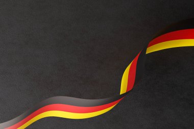 Alman bayrağının soyut sunumu, siyah, kırmızı ve sarı dalgalı, koyu, karamsar arkaplana zarif bir şekilde örtülmüş. Sofistike ve modern vatansever gösteriler için ideal. 3 Boyutlu Hazırlama