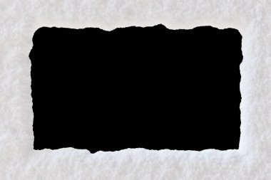 Karla kaplı çerçeve, ortada boşluk, siyah arka planda izole. Karlı sınırı kes. Kış veya tatil temalı tasarımlar çerçevelemek için mükemmel. Soğuk ve mevsimsel atmosfer yaratmak için. Üç Boyut