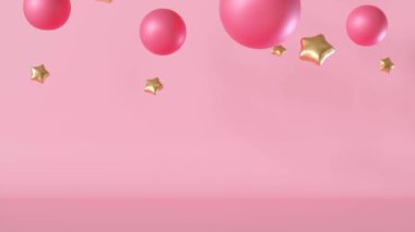Pembe baloncuklar, yumuşak, rüya gibi arka planda yıldızlarla birlikte süzülür. Sihirli, kaprisli bir etki yaratır. Sakin, ortam animasyonu arka planlar, rahatlama videoları, markalaşma, yaratıcı projeler için mükemmel. Üç Boyut