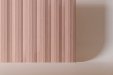 Ürün yerleştirme için fotokopi alanı olan boş bir sahne. Premium malların altını çizmek için ideal. Sıcak, kahverengi renkler. Güzel ışık ve gölge etkisi. Ürün teşhir modeli. 3 Boyutlu Hazırlama