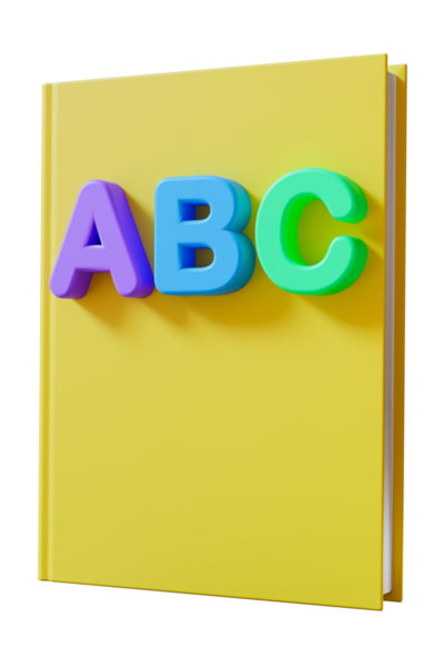 Parlak renkli ilkokul kitapları ABC harfleri sergiliyor, genç öğrencilerin harflerle ilgilenmesi ve erken okuma yazma becerilerini geliştirmeleri için mükemmel. Şeffaf arkaplan ve ön görünümde izole edilmiş. 3 Boyutlu Hazırlama.