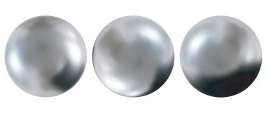 Üç pürüzsüz krom küre bir sırada hizalanır, ışığı ince bir şekilde yansıtır. Parlak yüzey dinamik bir görsel efekt yaratarak metalik kalitelerini minimum düzeyde vurguluyor. Soyut toplar