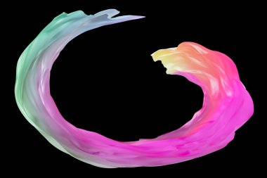 Renkli, soyut şekiller siyah bir arkaplan üzerinde sorunsuzca akıyor, büyüleyici bir renk değişimi sergiliyor. 3D yorumlayıcı, düşüncelere ve yaratıcı yorumlamaya davet eder.