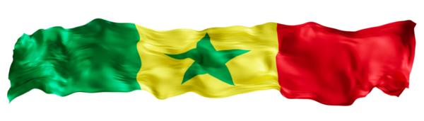 Şeffaf arka planda Senegal 'in rüzgarda dalgalanan stilize bayrağı. Dipnot, başlık veya bölme. Geniş, panoramik elementi kes. Vatansever temalar ya da ulusal organizasyonlar için afiş. Üç Boyut.