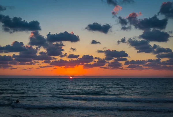 Puesta Del Sol Playa Mar Mediterráneo — Foto de Stock