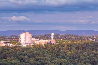 Morgantown West Virginia City Skyline with the West Virginia University Engineering Building clipart