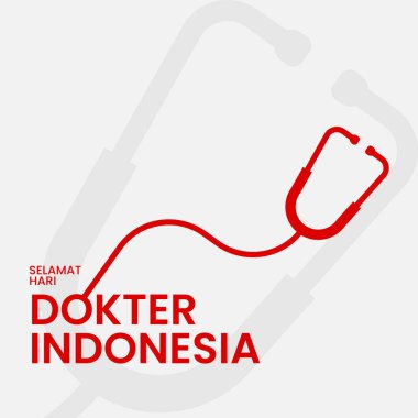 Hari Dokter Endonezya (Endonezya Ulusal Doktorları Günü). Beyaz arkaplanda steteskop.