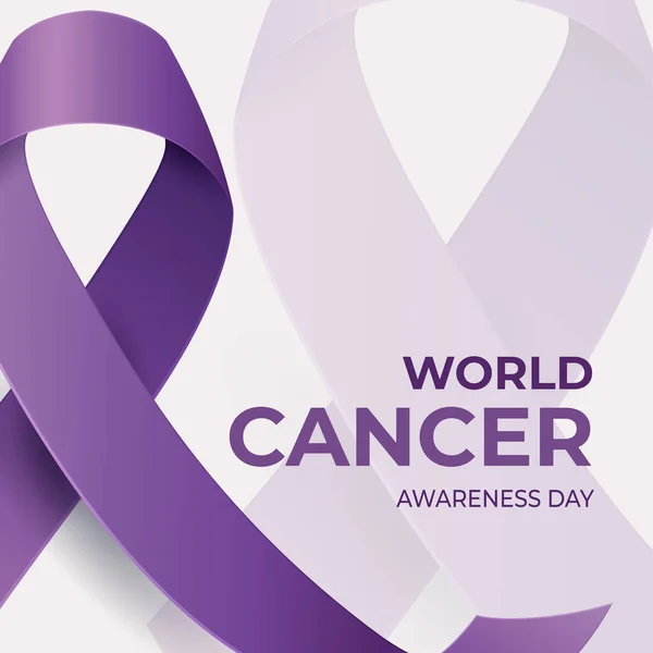 Διανυσματική Απεικόνιση Της Παγκόσμιας Ημέρας Καρκίνου Σχέδιο Μωβ Κορδέλα — Φωτογραφία Αρχείου